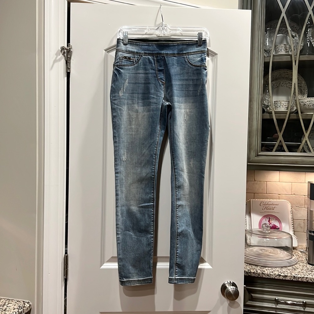 OMG Skinny Ankle Distressed Jeans Medium Washed Denim by Coco + Carmen Size S